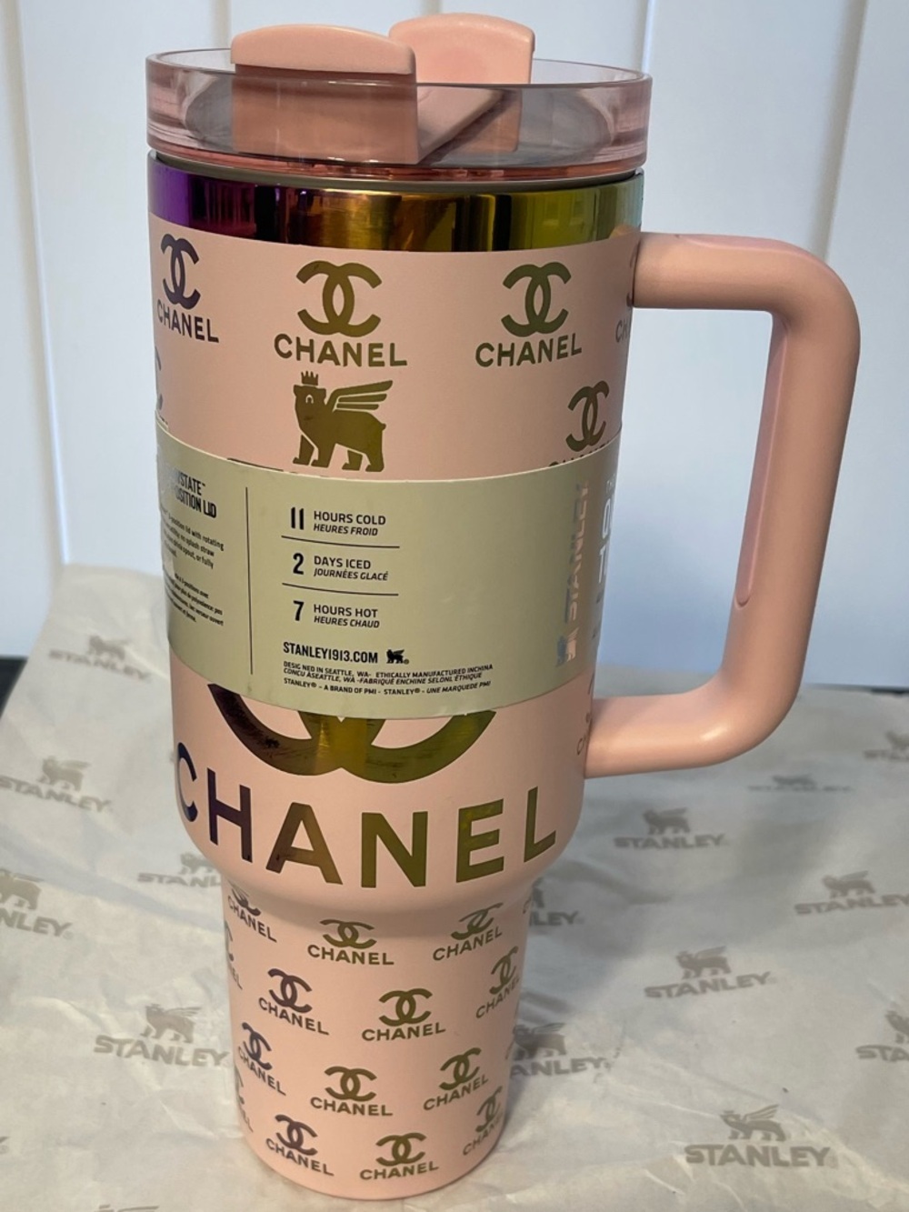 Custom Stanley 40oz. Pink Insulated Travel Tumbler with Handle